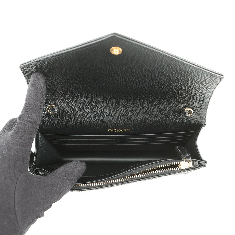 Saint Laurent Paris Chain Wallet Cassandra Envelope Leather Black - Picture 5 of 12